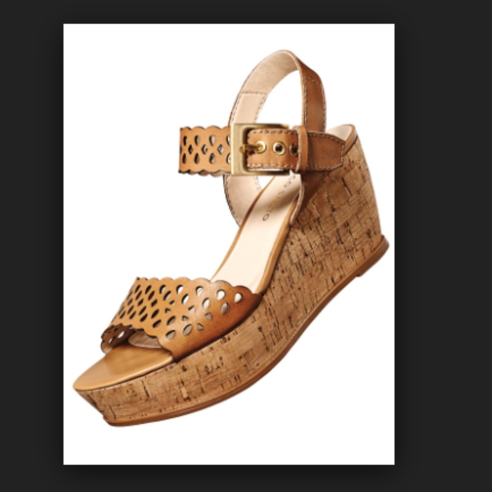 Franco Sarto Womens Leather Sandal Wedge Cork Heel